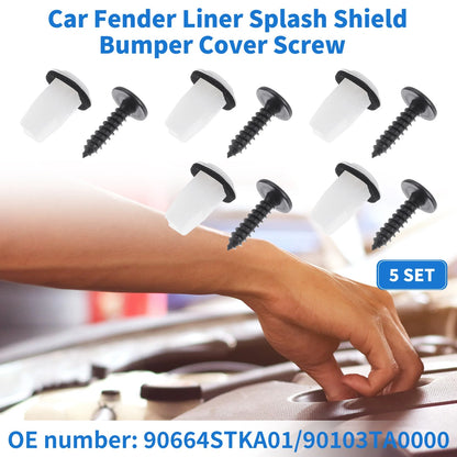 Set of 5 Fender Liner Splash Shield Bumper Cover Screw Kit for Honda Accord