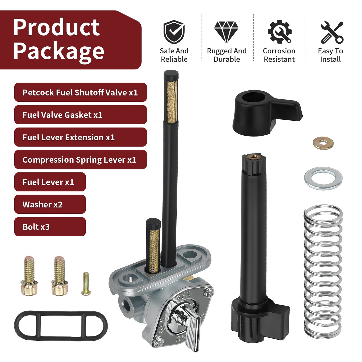 Aluminum Fuel Valve Petcock for Polaris Trail Boss 250 300 350L (1990–2005)