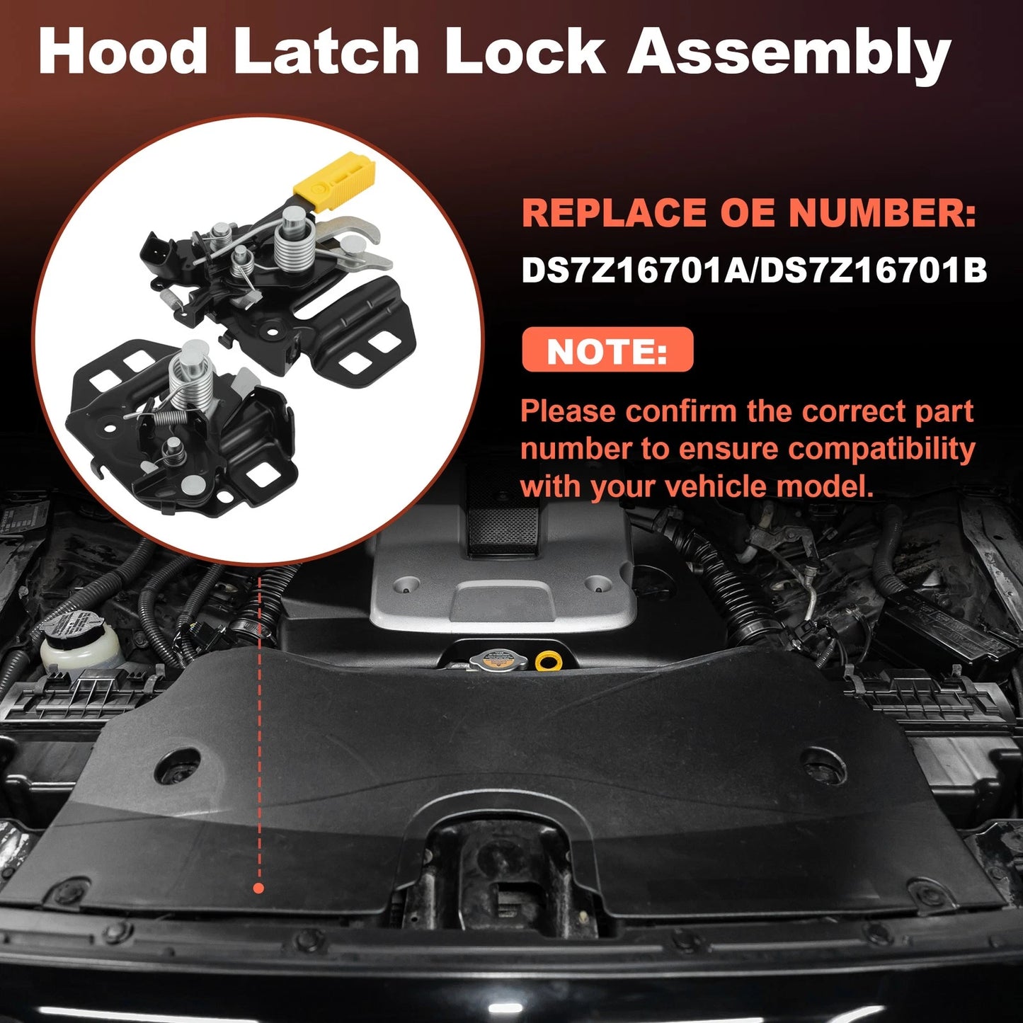 2Pcs Hood Lock Latch Assembly for Ford Fusion (2013–2020) DS7Z16701A/DS7Z16701B