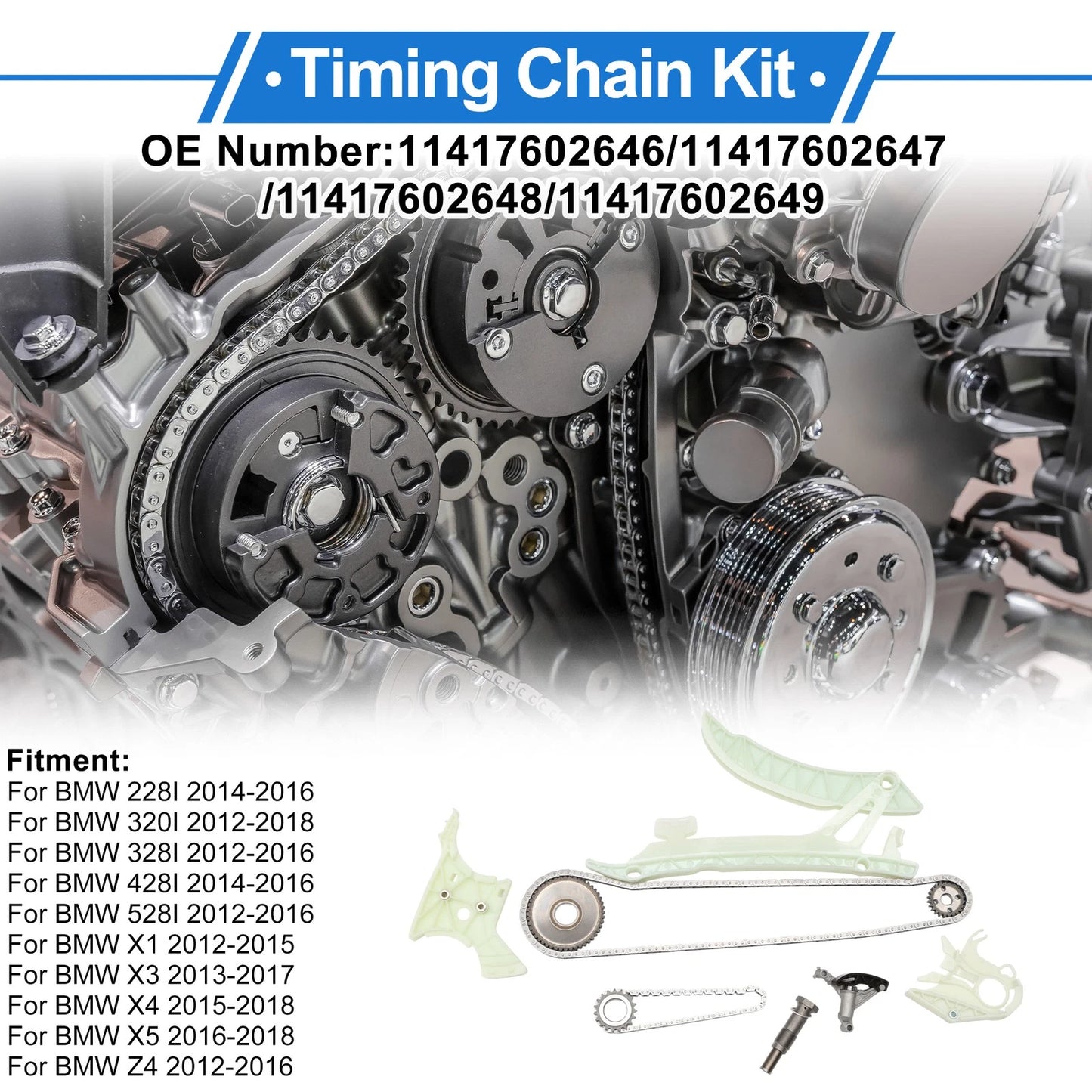 Timing Chain Kit for BMW 228I (2014–2016) No. 11417602646/11417602647/11417602648