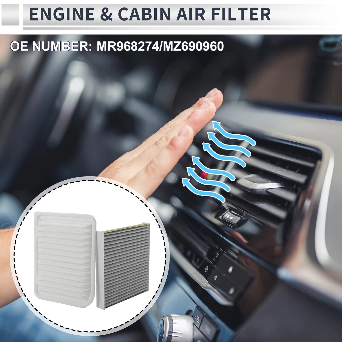 Engine Cabin Air Filter Combo for Mitsubishi Outlander Sport (2013–2024)