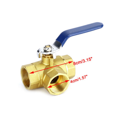 1" Female WOG 600 3-Way Brass Ball Valve for DN25 (No Year Specified)
