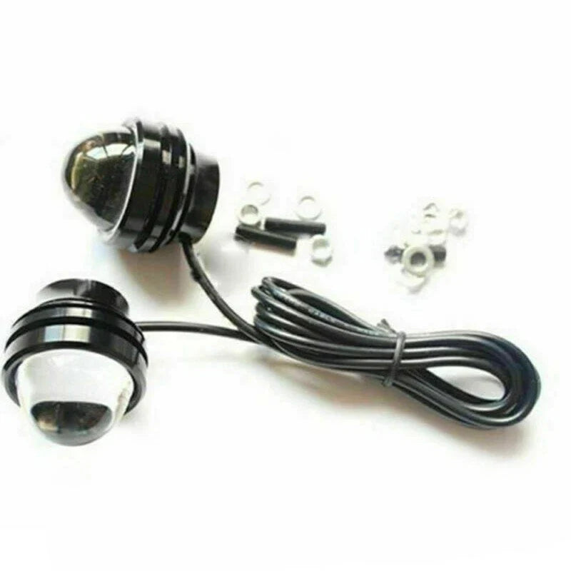 2 x LED White Fish Eye Car DRL 15W Projector Lens Fog Lamps Daytime Running Light