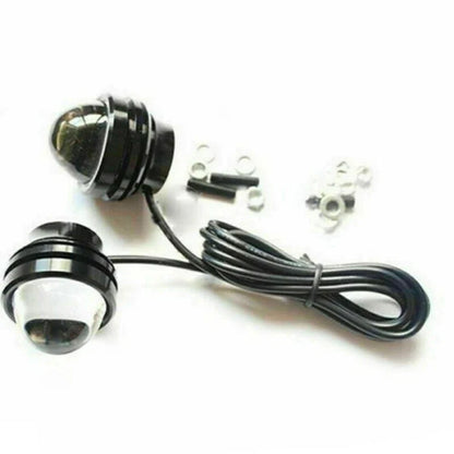 2 x LED White Fish Eye Car DRL 15W Projector Lens Fog Lamps Daytime Running Light