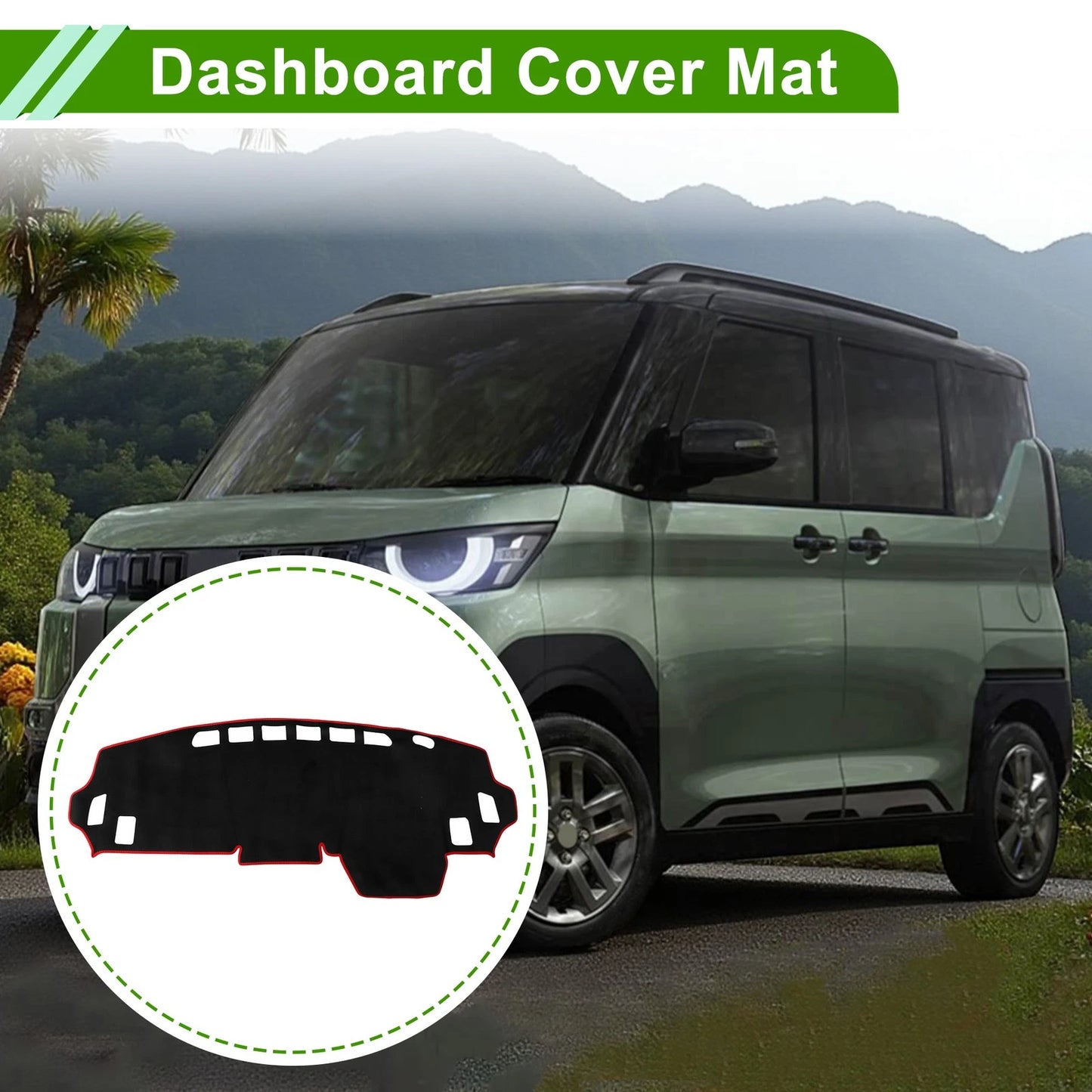 Dashboard Cover for Mitsubishi Delica Mini B34A B35A B37A B38A (Black Red Flannel)