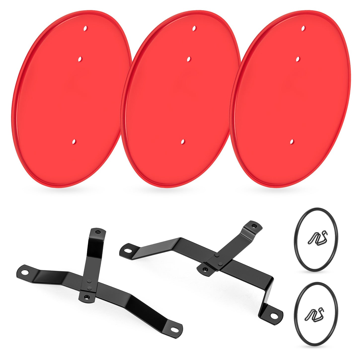 3 Red Number Plate Kit for Honda Z50 Z50R (1979–1987) with Brackets