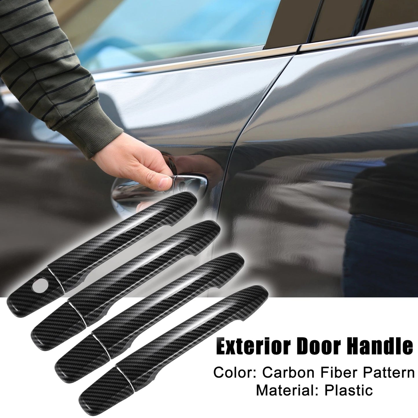 4Pcs Door Handle Cover for Mitsubishi (No Keyless Holes, Carbon Fiber)