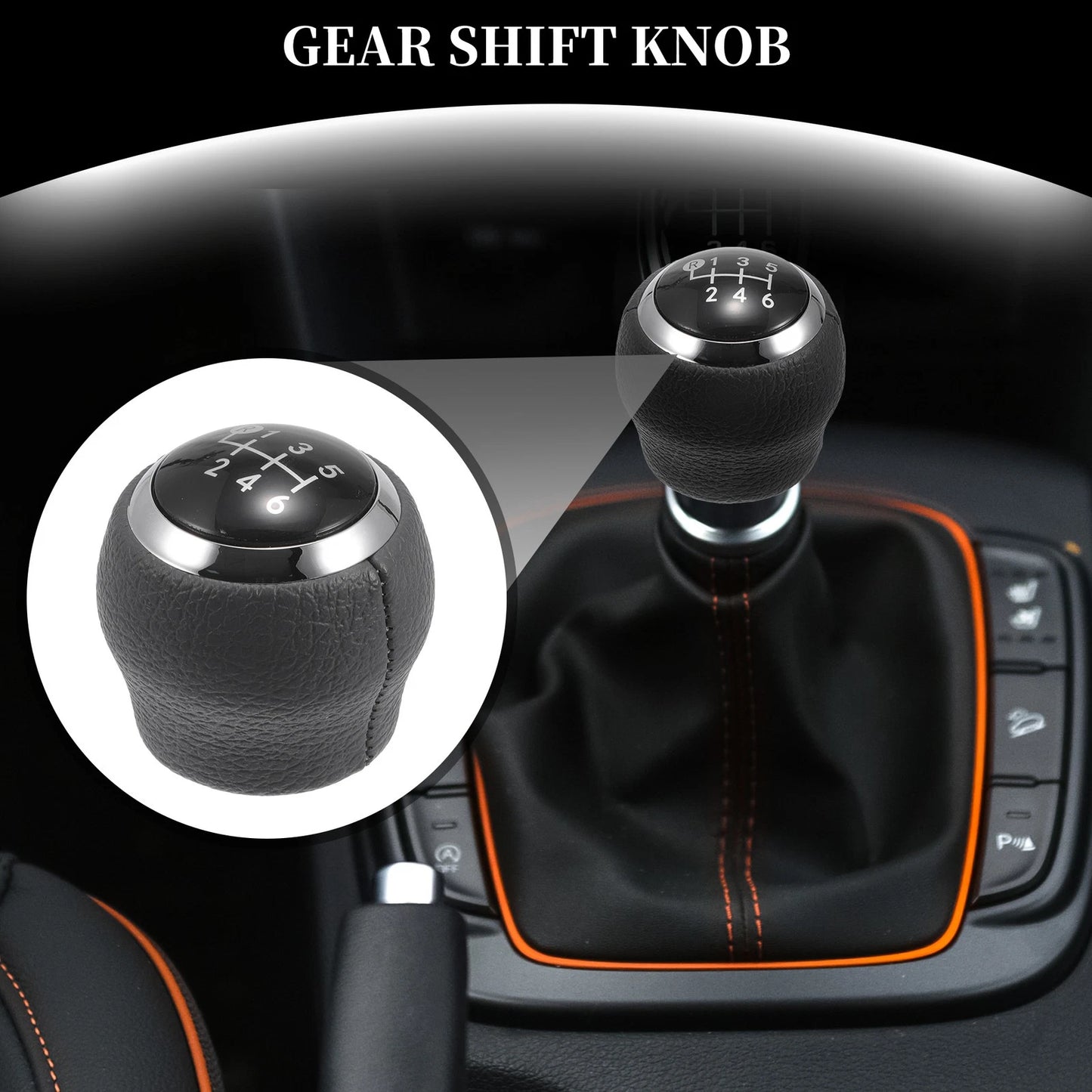 6 Speed Manual Gear Shift Knob for Toyota Corolla Yaris RAV4 (2000–2023) Faux Leather Black
