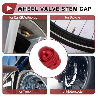 Set of 4 Mini Bullet Style Tire Valve Stem Caps Red for Car