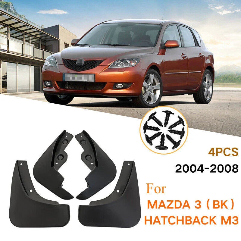 4x Mud Flaps Splash Guards Fender Mudguards for Mazda 3 Hatchback (2004–2008)