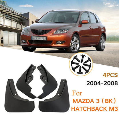 4x Mud Flaps Splash Guards Fender Mudguards for Mazda 3 Hatchback (2004–2008)