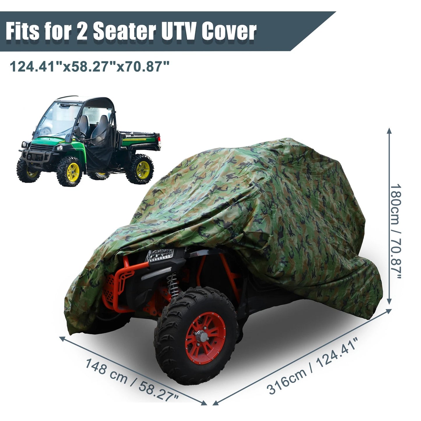 UTV Cover Waterproof Full Cover for Polaris RZR Ranger (Camouflage)