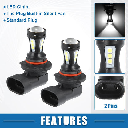 Set of 2 9006 LED Fog Light Bulbs 3030 Chips for Auto Car
