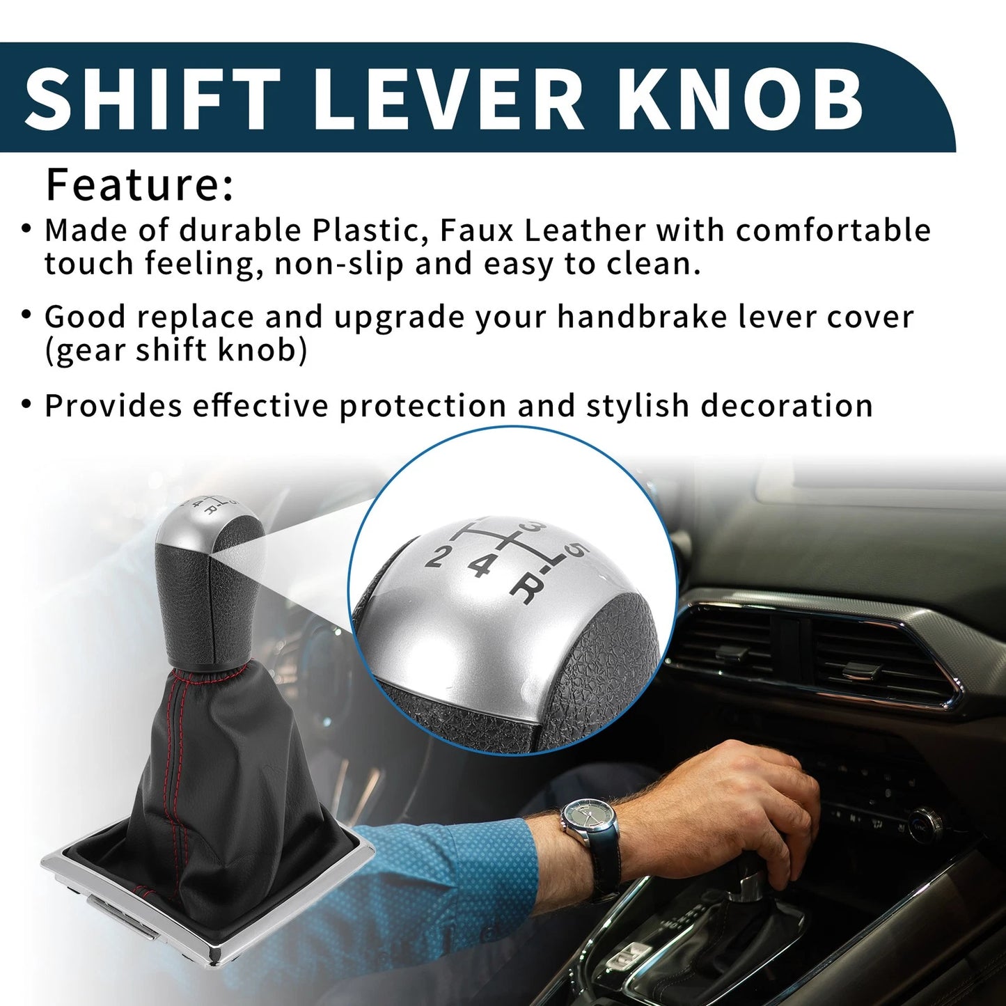 5 Speed Manual Gear Shifter Knob with Cover for Ford Focus (2004–2008)