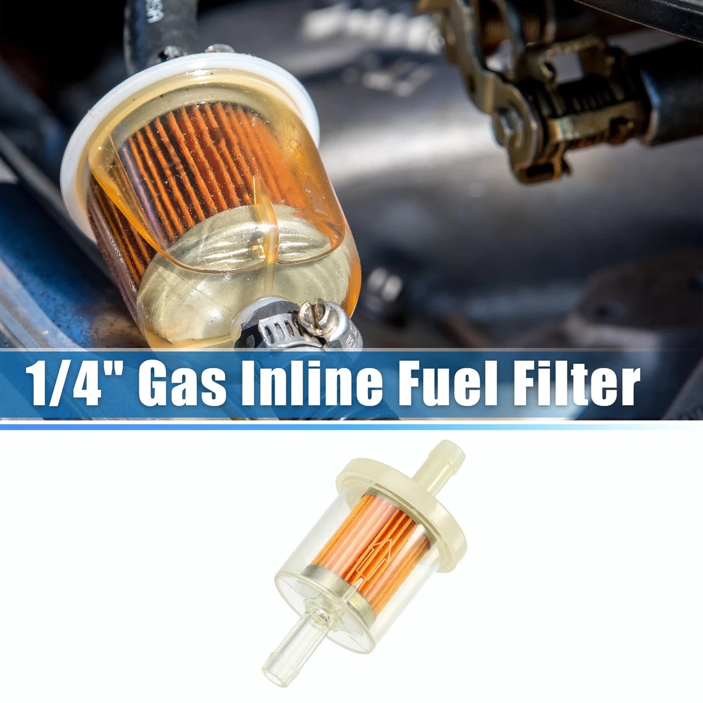 1/4 Inch Gas Inline Fuel Filter for Motorcycle ATV (Fits 2.83"x1.38")