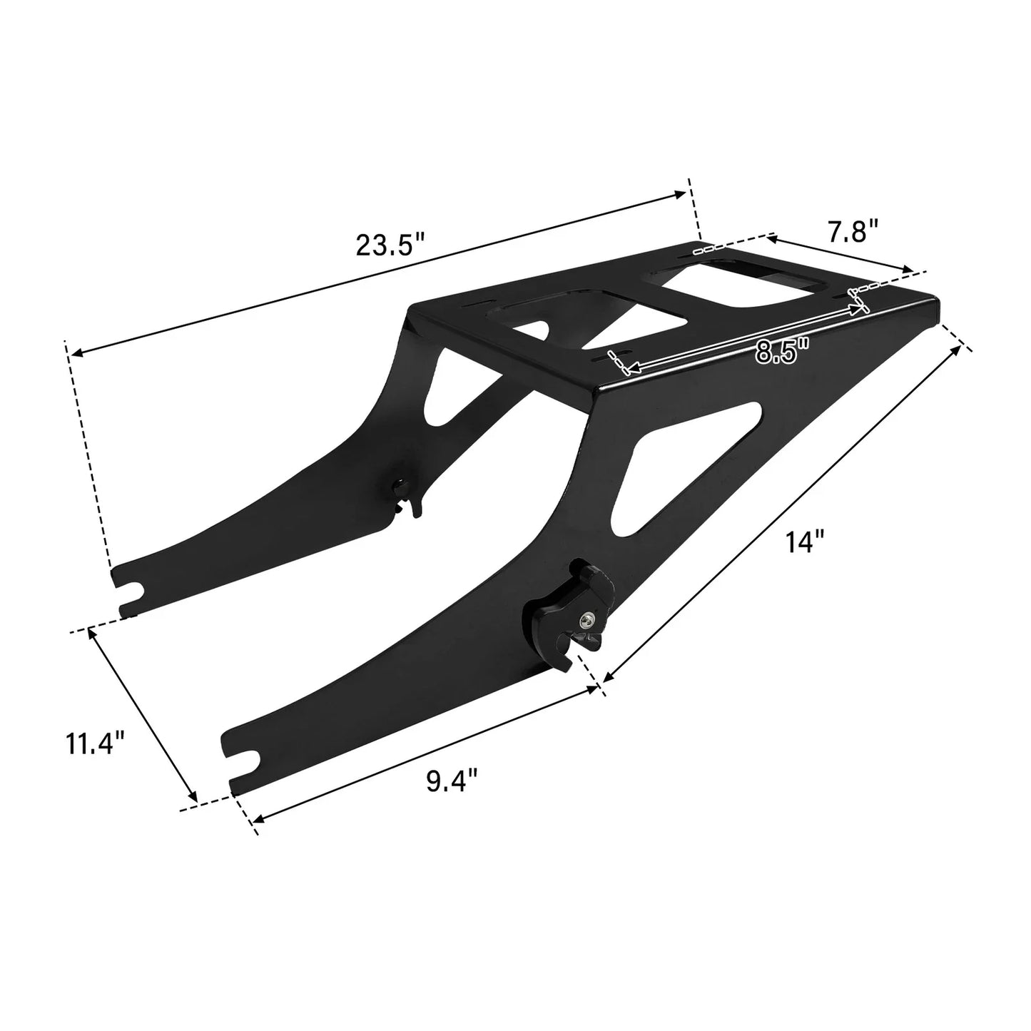 Black Trunk Mount Rack Docking Hardware for Harley Fatboy (2008-2017)