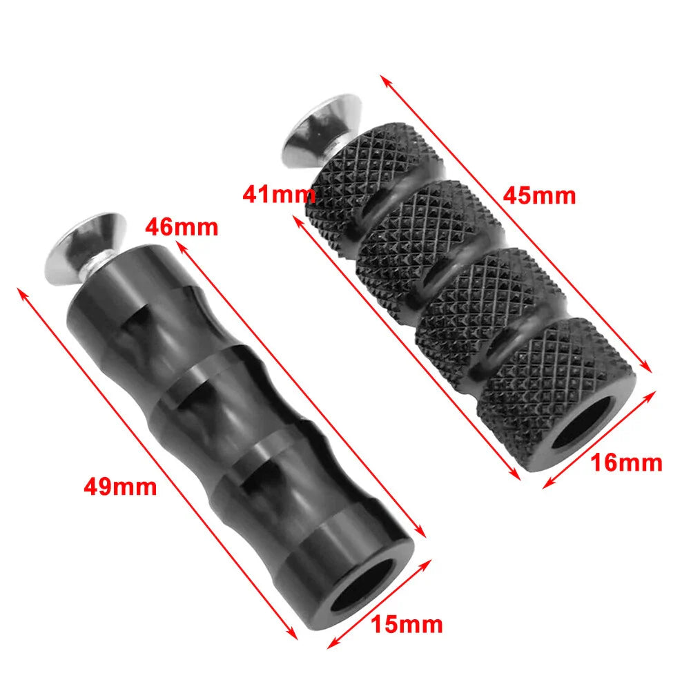 Aluminum M6 6mm Motor Foot Pegs for Motorcycle (Black)