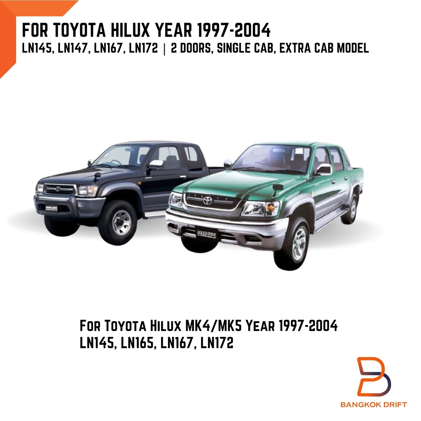 Silver Fender Flare Wheel Arch for Toyota Hilux LN167 LN147 (1997-2005)