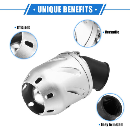 Air Filter for Universal Motorcycle (35mm ID, 140x70mm) Aluminum Alloy Silver Tone