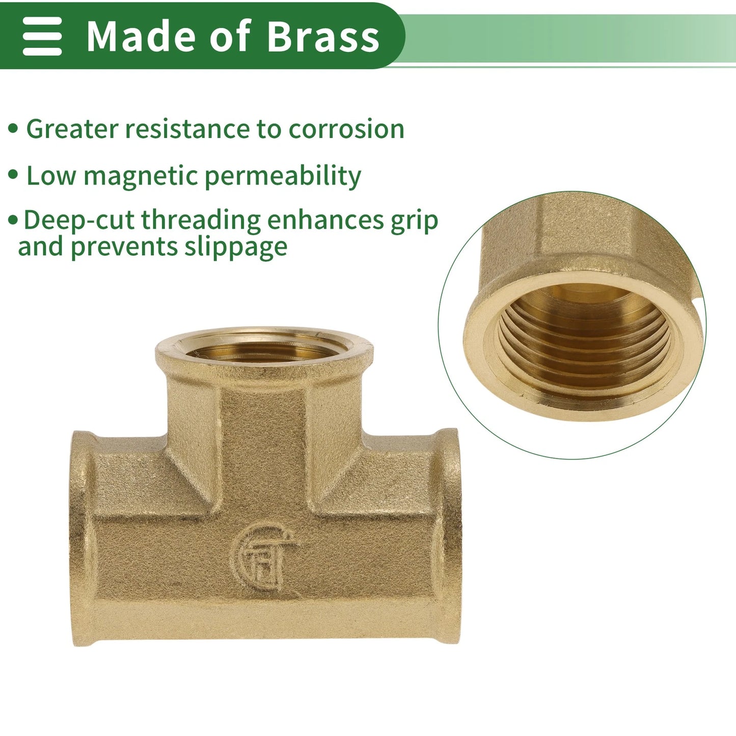 2X Brass Pipe Fittings 1/2" Female Tee with Gasket