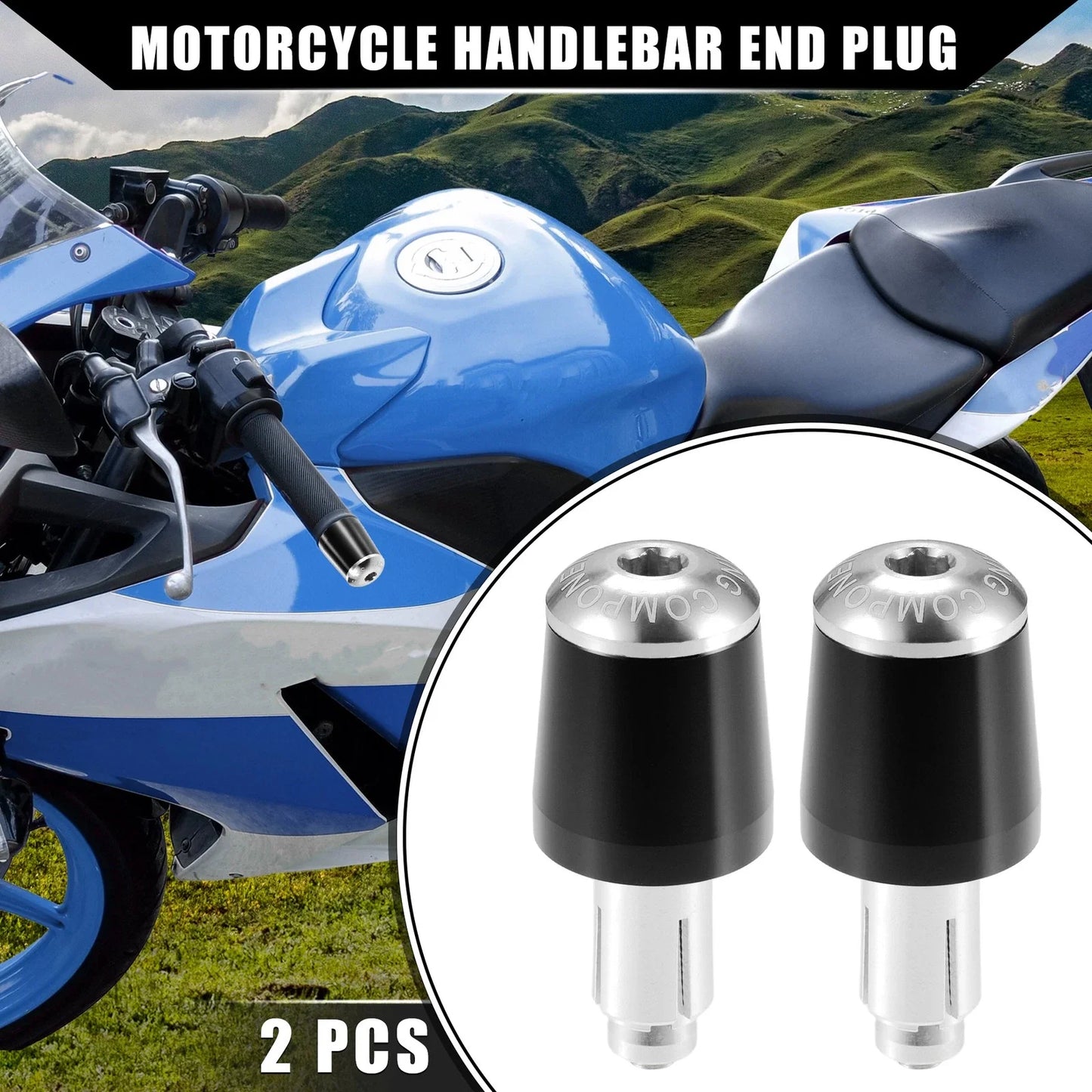 2 x Motorcycle Handlebar End Plug Caps 7/8" for Honda