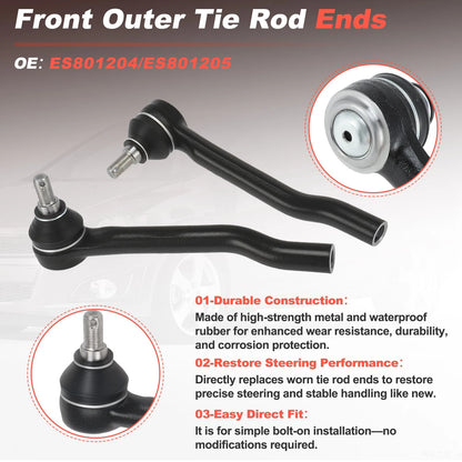 Set of 2 Outer Tie Rod Ends for Honda Passport Ridgeline Acura MDX