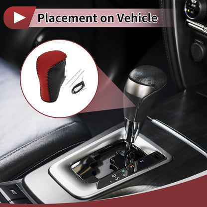 1Pc Gear Shift Knob Cover for Honda Accord 8 (2008–2012) Black Red Leather