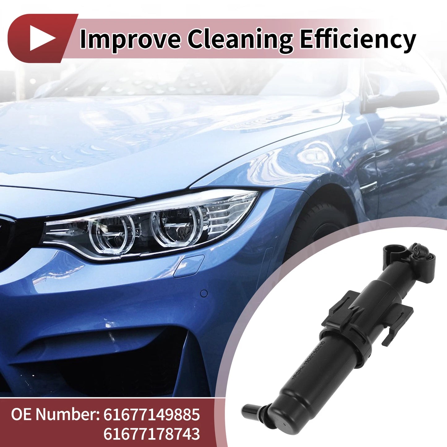 Front Driver Side Headlight Washer Nozzle for BMW 535i (2010–2016) No. 61677149885