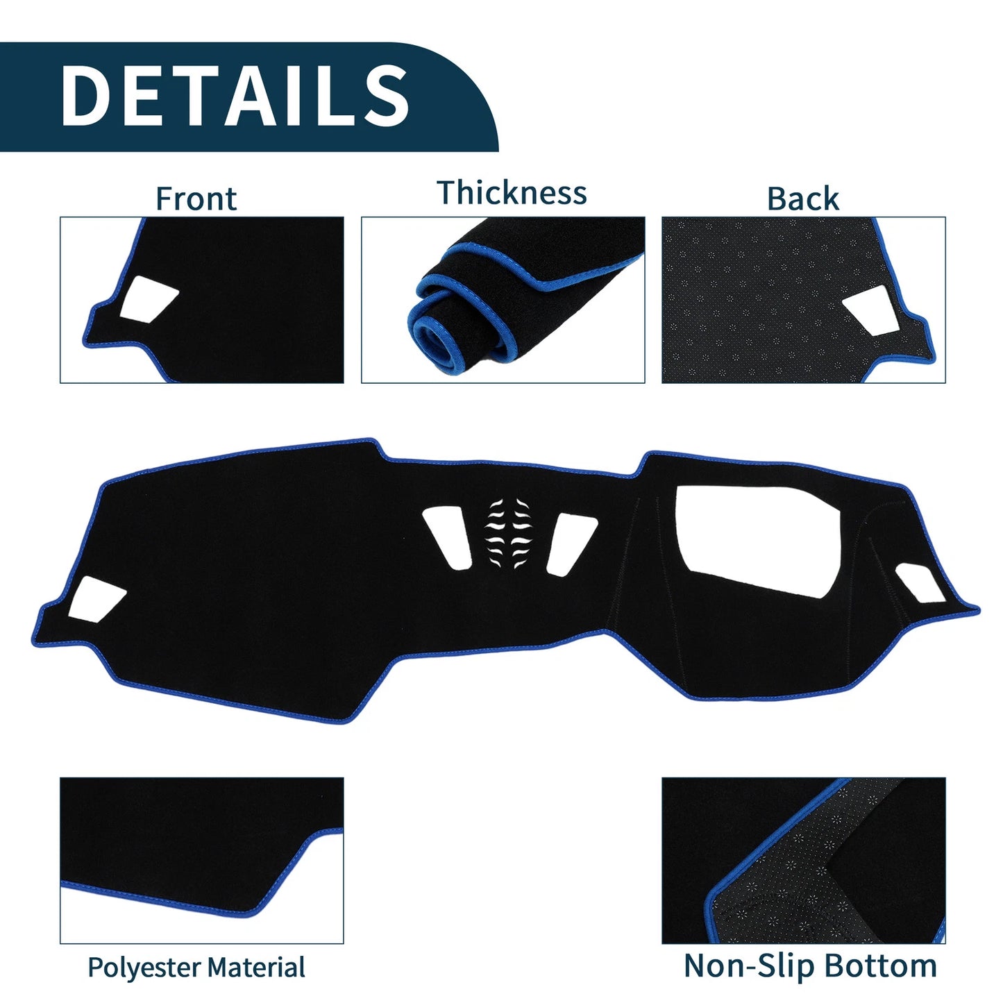 Dashboard Cover Mat for BMW 4 Series (2021) - Sun Protector Pad Black Blue