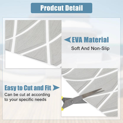 EVA Faux Teak Decking Sheet 27.5"x75" for Boat Yacht (Gray White)