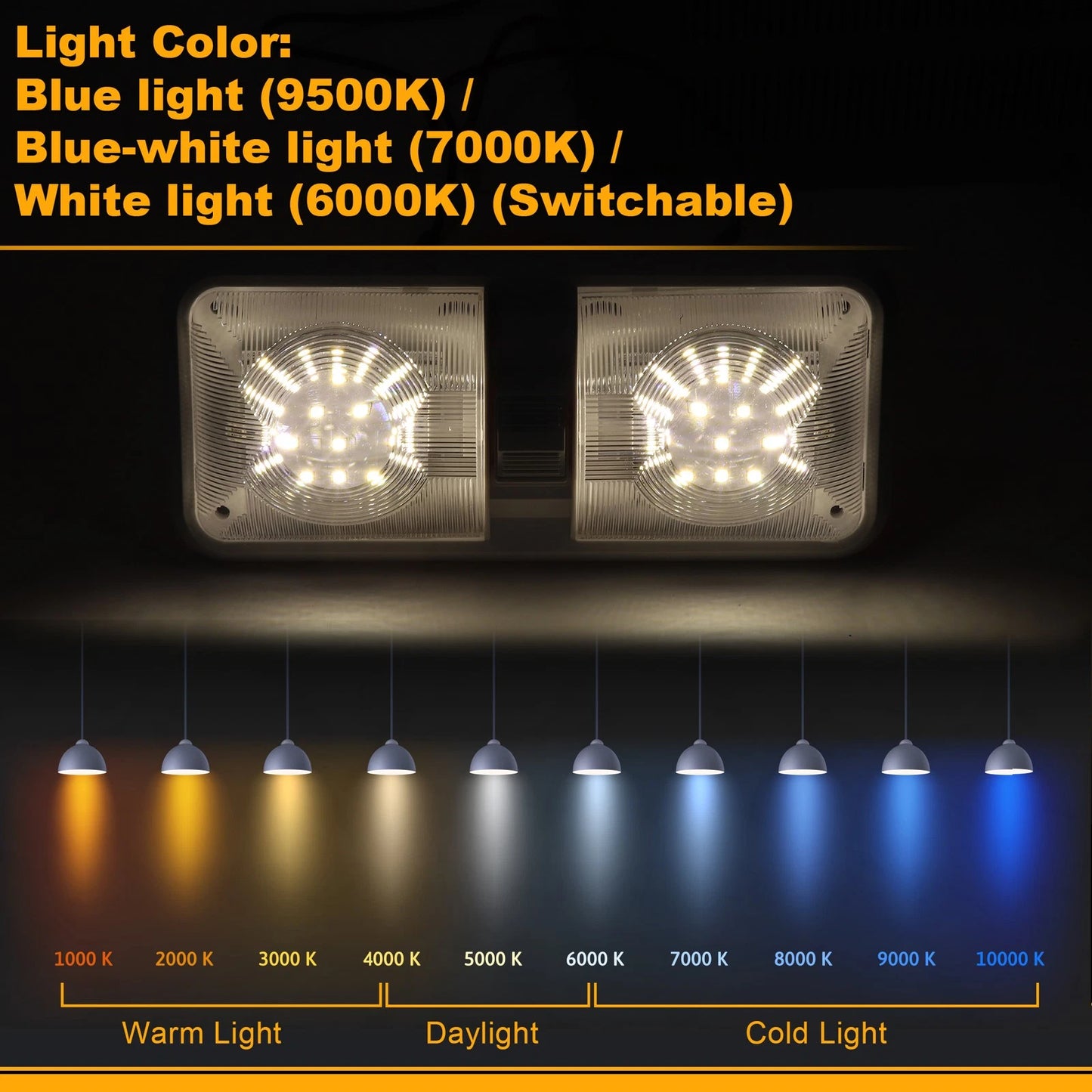 1 Pc LED Car Interior Lighting for Universal Fit (Blue/Blue-White/White)