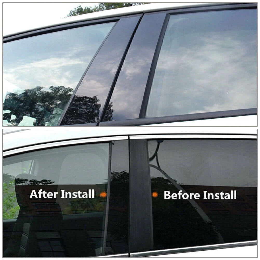 8x Door Window Trim Pillar Covers for Nissan Rogue (2014-2020) Black