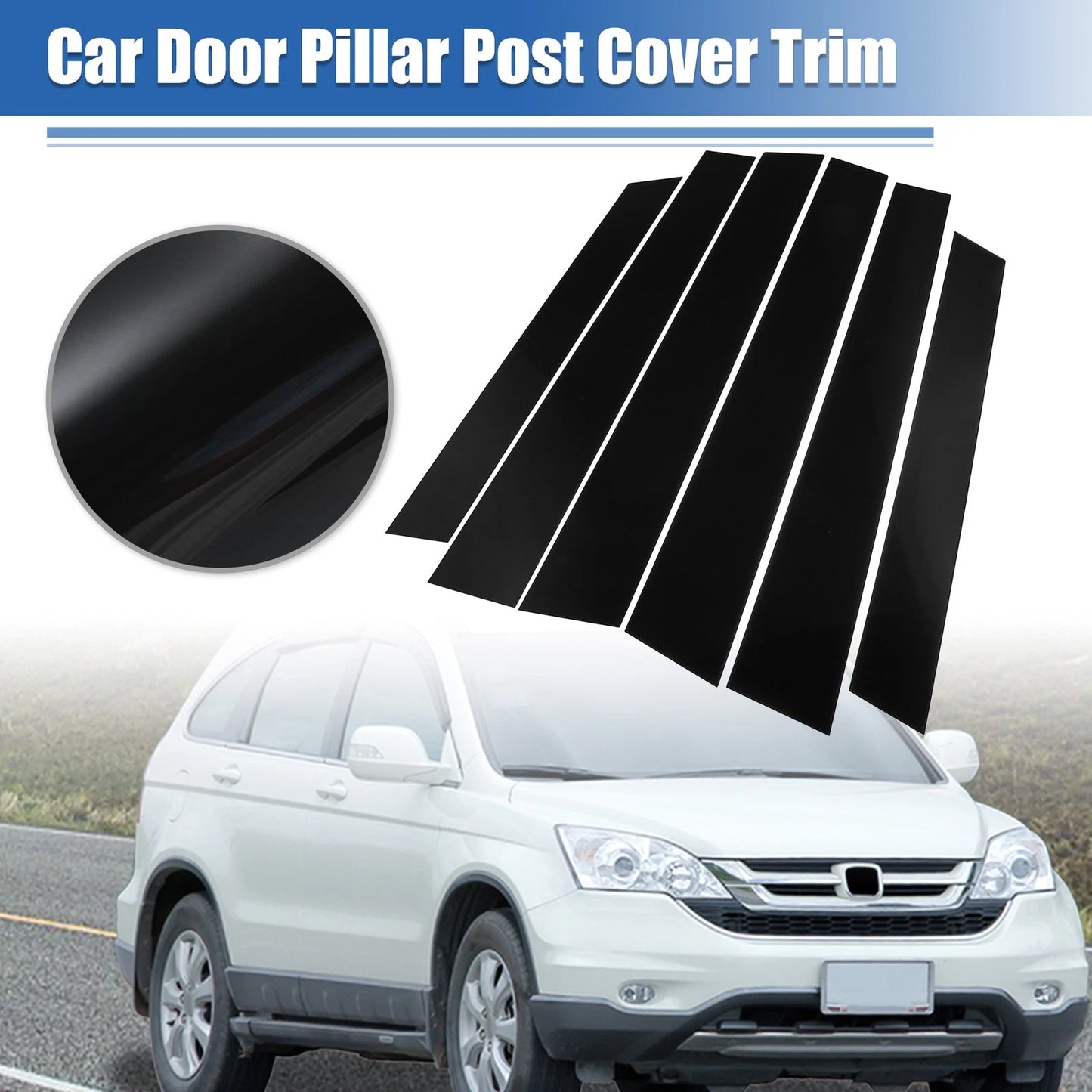 Glossy Black Door Window Pillar Posts Trim for Honda CR-V (2007–2011)