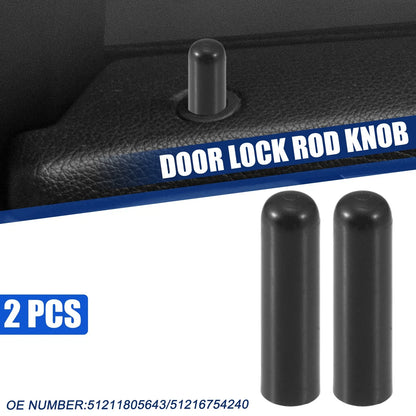 2pcs Door Lock Rod Knob Black for BMW 328i (2007-2013)