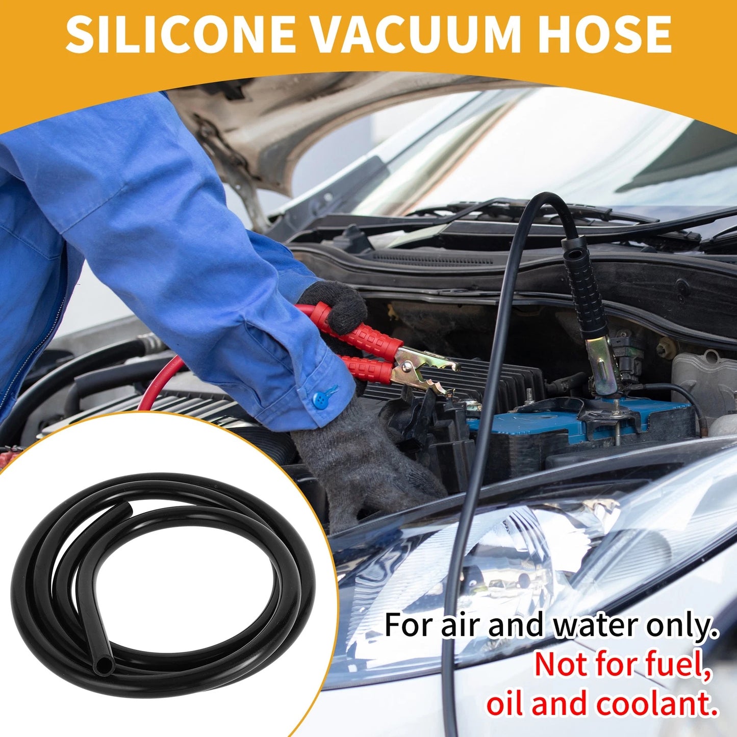 Silicone Vacuum Tubing Hose 3/8" ID 10mm (6FT) for Air and Water