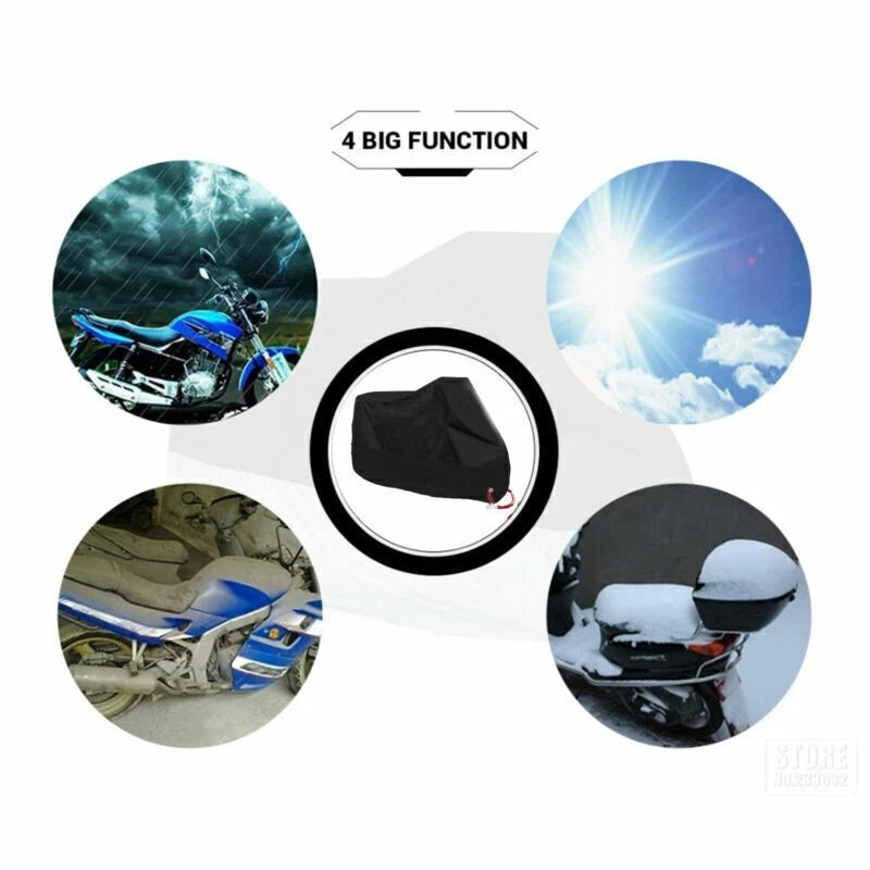 Black Motorcycle Tarpaulin Cover for L Motorcycle (UV, Waterproof)