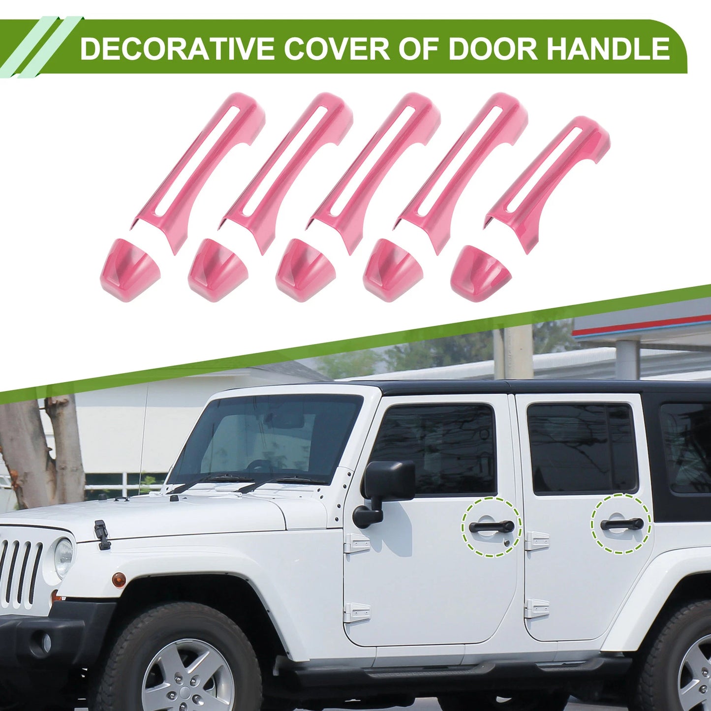 Set of 1 Decorative Door Handle Cover for Jeep Wrangler JL JLU (2018–2022) Pink ABS