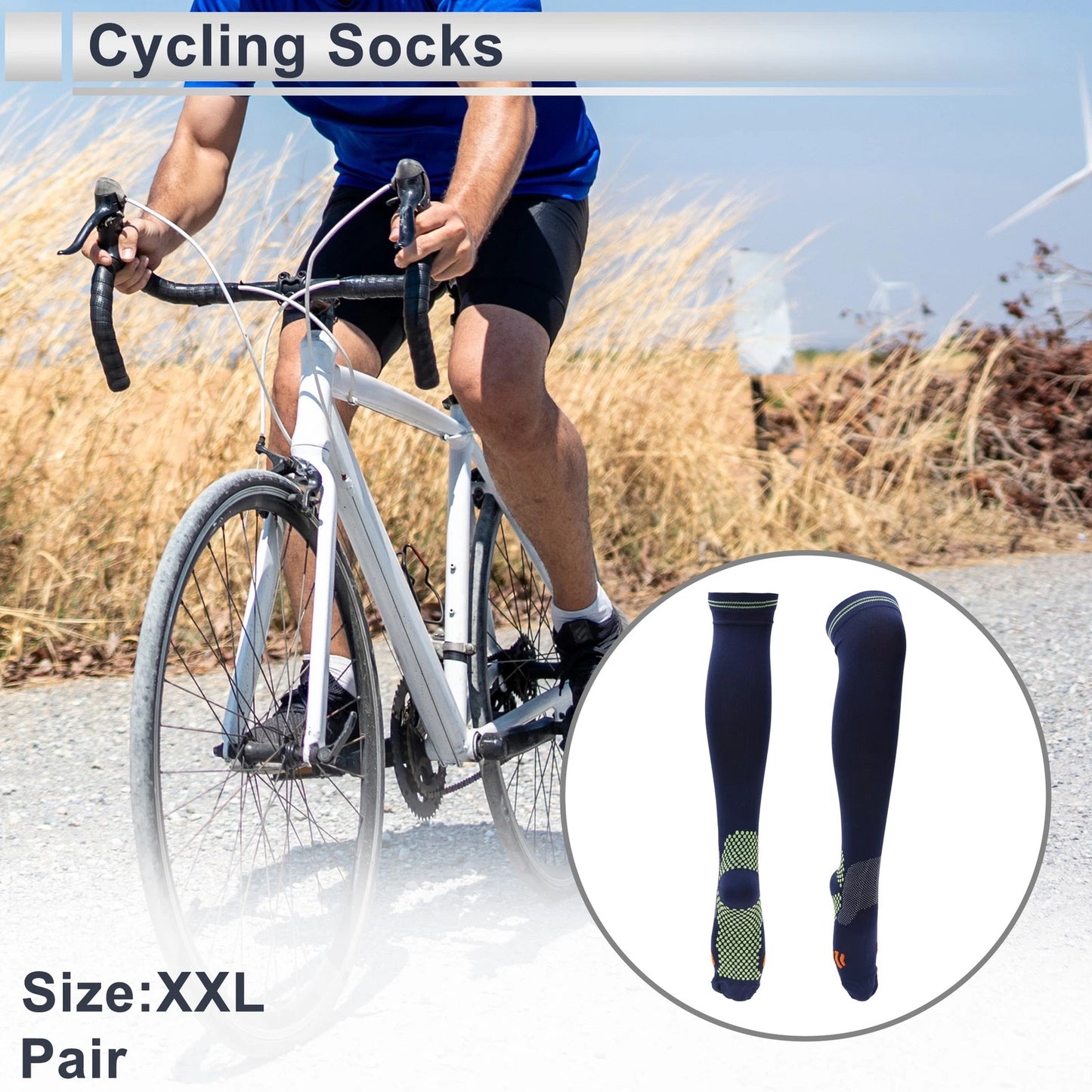 Cycling Socks Anti-Slip Size XXL Polka Dot Navy Light Green