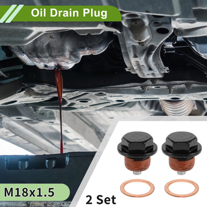 Set of 2 M18x1.5 Copper Oil Drain Plug with Gasket for Car Motorcycle