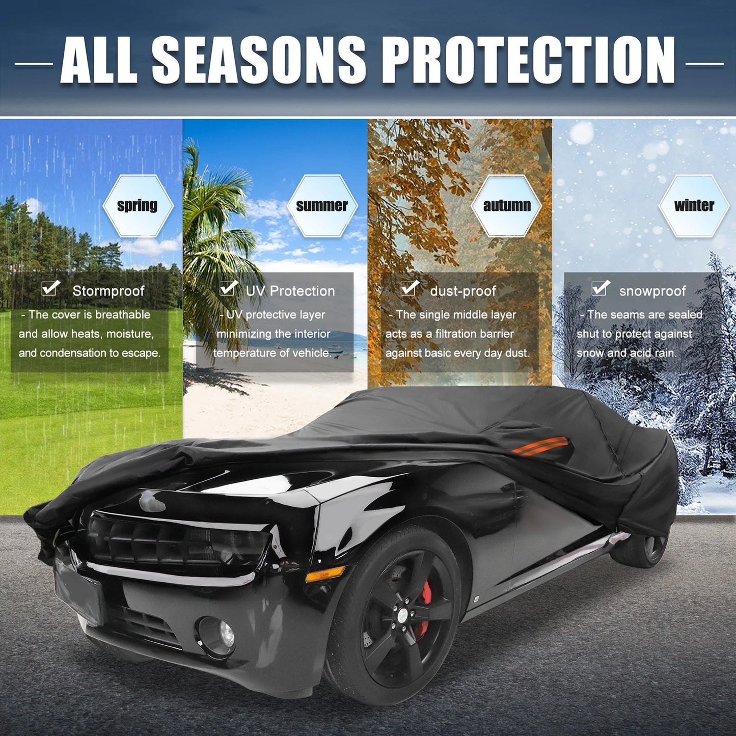 Waterproof Aluminum Film Car Cover for Chevy Camaro (2010–2021)