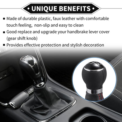 6 Speed Shift Knob with Boot Cover for VW Caddy (2016–2023) Black Red