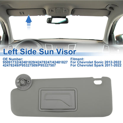 Left Side Sun Visor for Chevrolet Sonic (2012–2022) No. 95091732 Gray