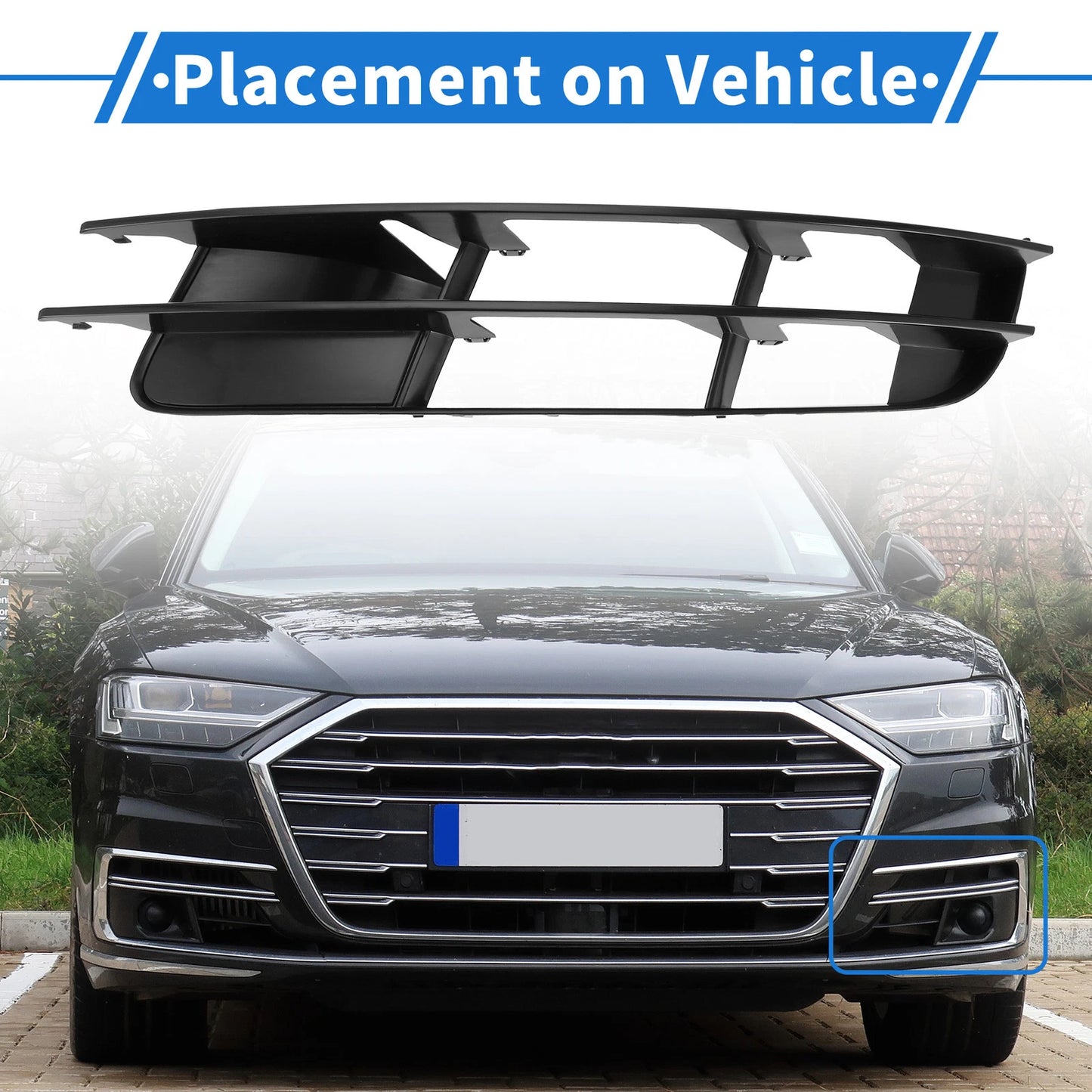1pc Fog Light Grill for Audi Q7 (2007–2009) No. 4L0807681 ABS Black