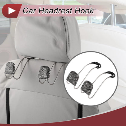 2 Pcs Universal Car Seat Headrest Hook for Purses Bag (Gloss Black)