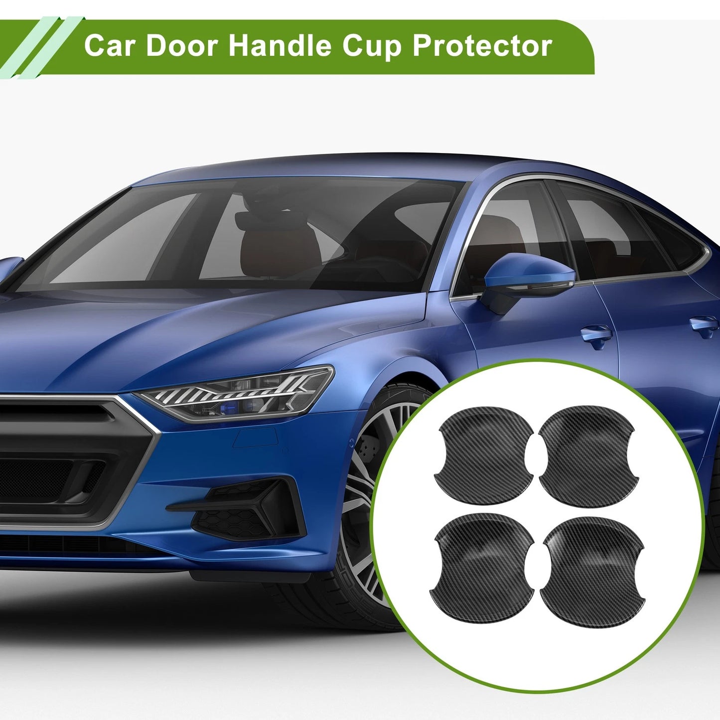 Set of 4 Car Door Handle Cup Protectors for Honda Civic (2006–2011) Carbon Fiber Black