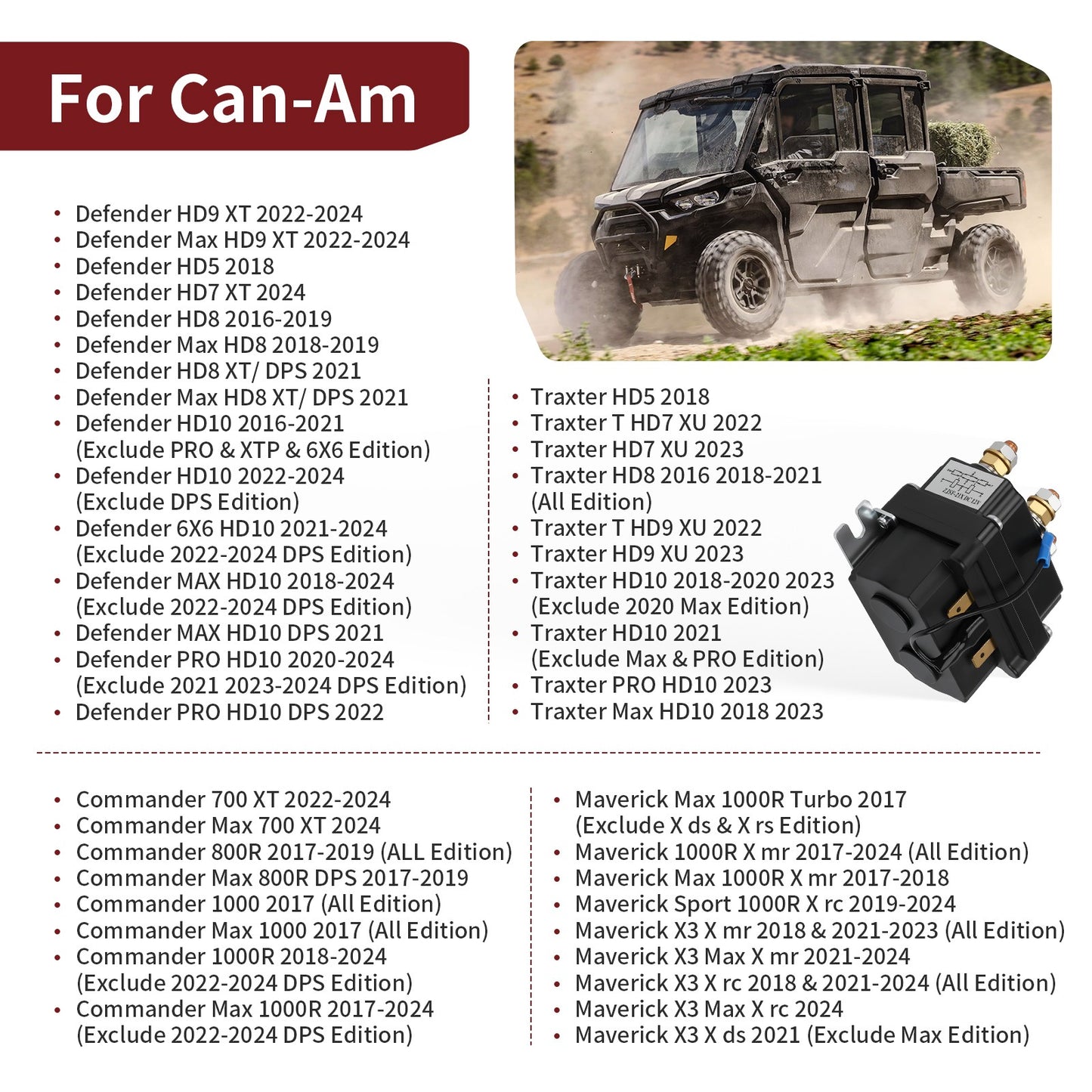 Solenoid for Can-Am Traxter Defender MAX PRO HD10 (2018–2023)