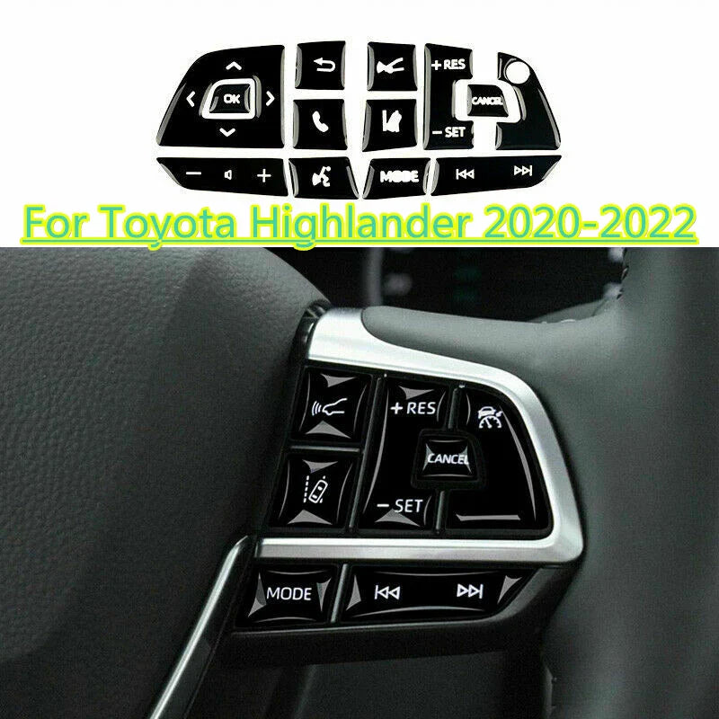 13X Inner Steering Wheel Button Frame Trim for Toyota Highlander (2020–2022)