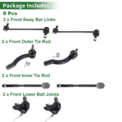 8pcs Front Suspension Kit Tie Rod End Sway Bar Link for Toyota Corolla