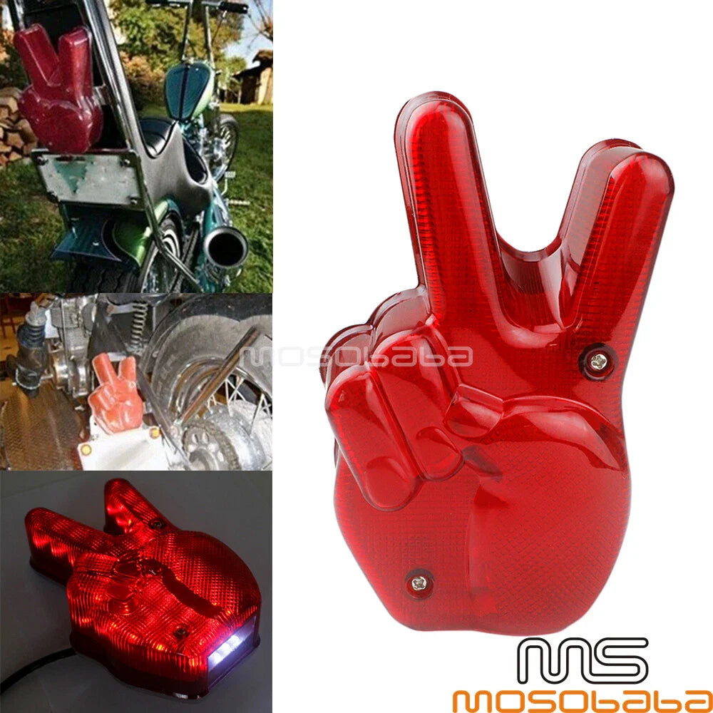 LED Tail Brake Light for Harley Cafe Racer Chopper Vintage Peace Sign