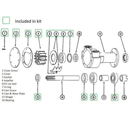 Rebuild Kit for Perkins Marine Diesel Sea Water Pump (35615)